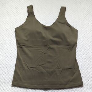 Fawnfit Long Length Lift Tank 2.0 With Built-In Bra In Olive Green